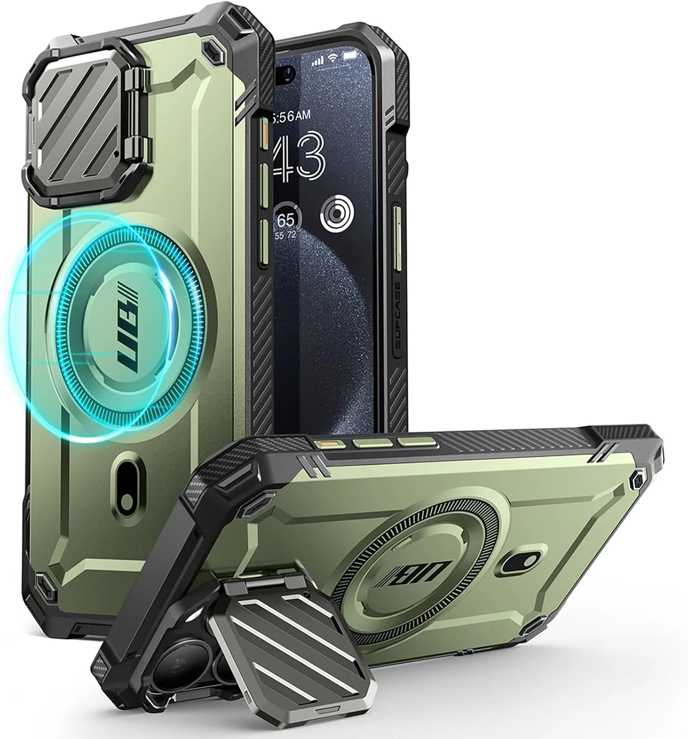 Carcasa Supcase para iPhone 15 Pro Max 6.7 pulgadas con cubierta para cámara y soporte