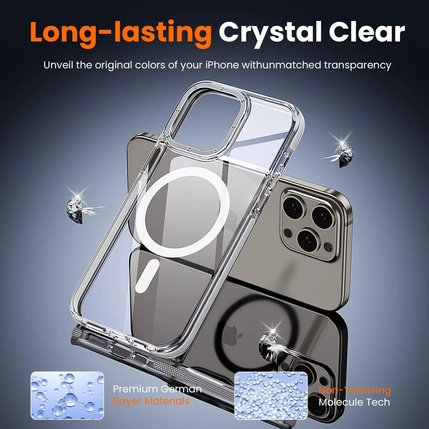 toushion 3 in 1 for iPhone 15 Pro Max Case Clear Bumper