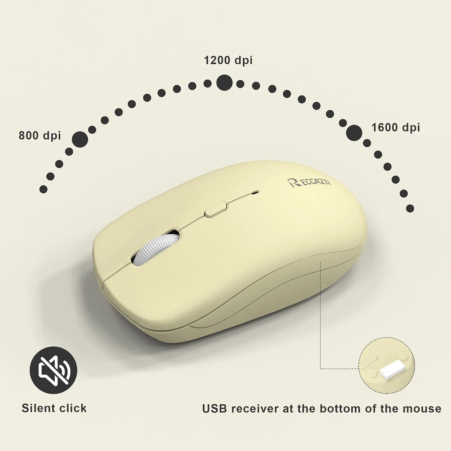 Wireless Keyboard and Mouse Combo Silent for Office and Home(Canary Yellow)