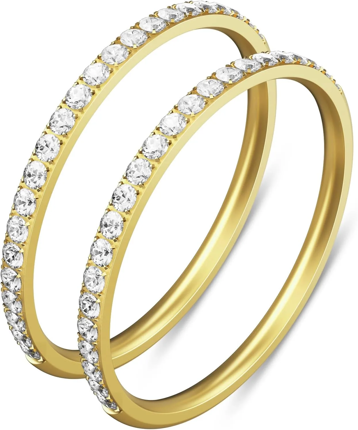 2-Pack 14K Gold Plated Stackable Bands for Oura Ring 5/Oura Ring Gen 4/3