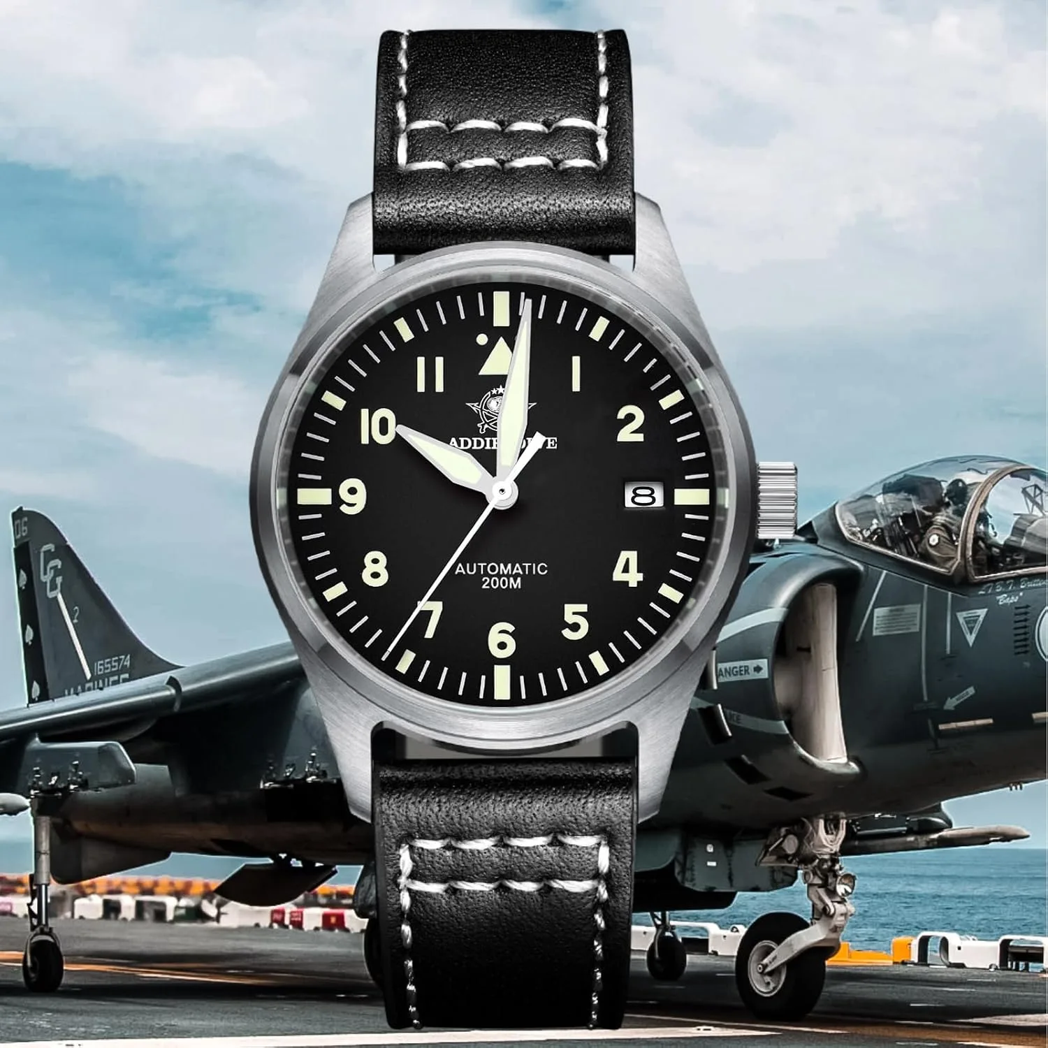 ADDIESDIVE Automatic Watches for Men Stainless Steel Diver 200 M Luminescent Analog Business Casual Dress Watch Men