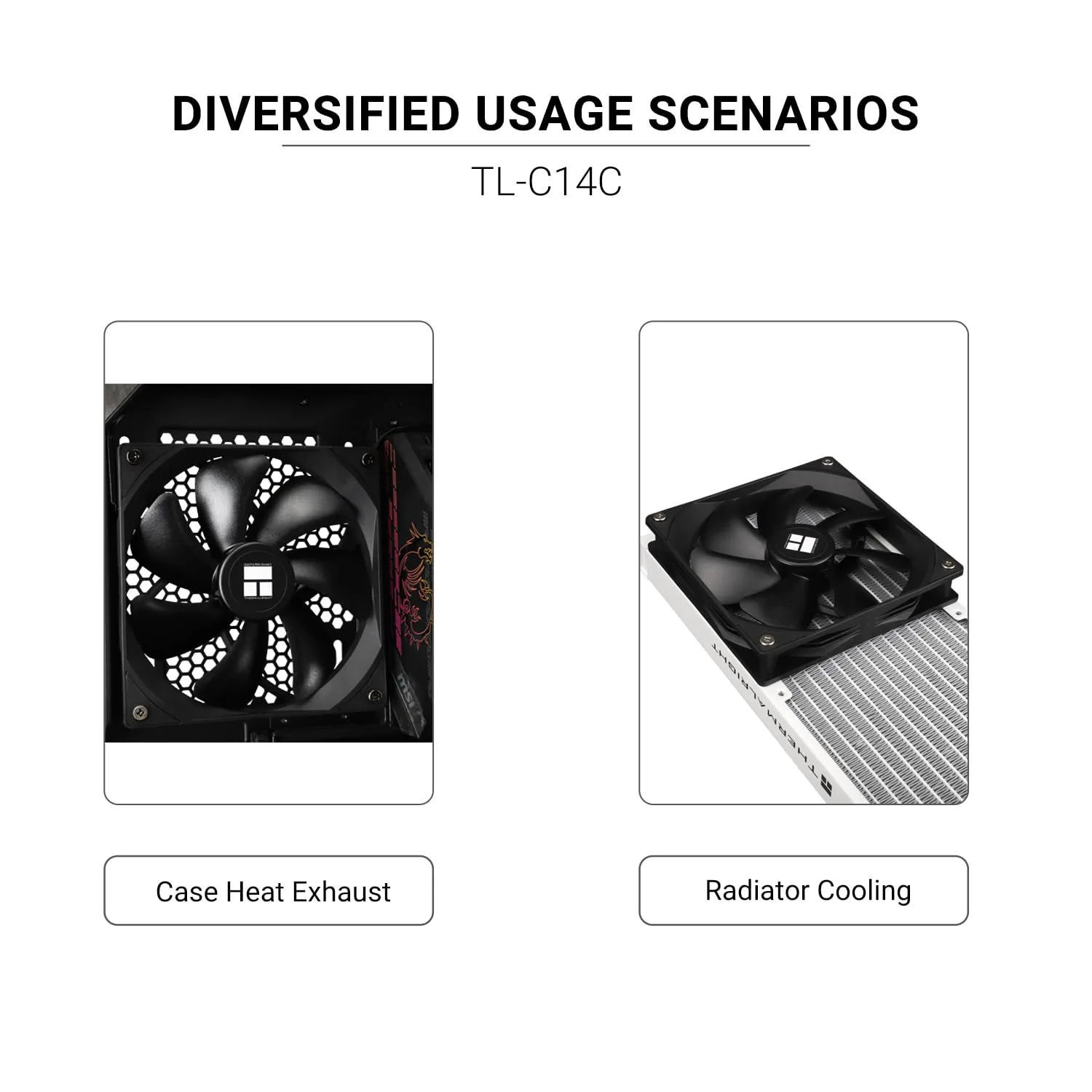 Thermalright TL-C14C CPU Cooling Fan 140mm, PWM Silent Computer Cooler With 1500RPM Speed, Black (TL-C14C)