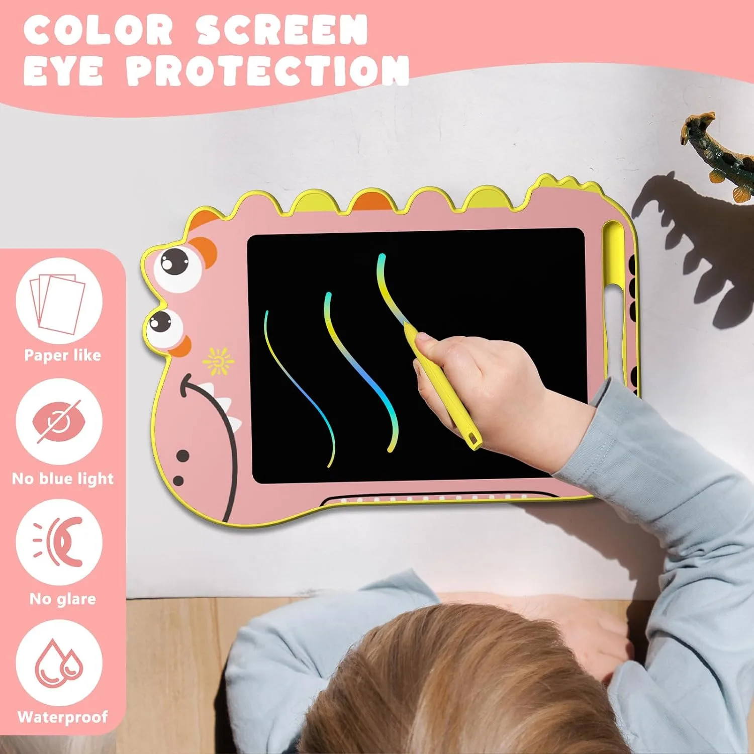 BKM LCD Writing Tablet for Kids, 8.5 Inch Colorful Doodle Board Toys, Pink