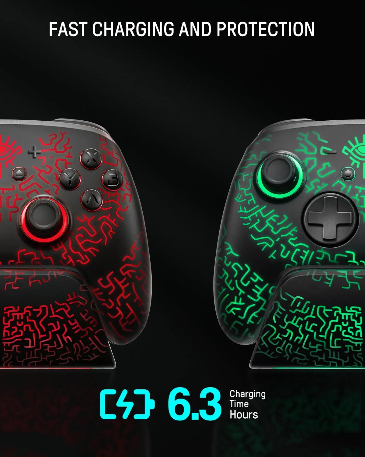 Switch 2 Wireless Controller with Charging Dock, Hall Effect Pro Controller for Switch 2/OLED/Steam Deck, Luminex Bluetooth Controles with Hidden Glow LED, Wake-Up, Turbo, Back Paddles & Motion