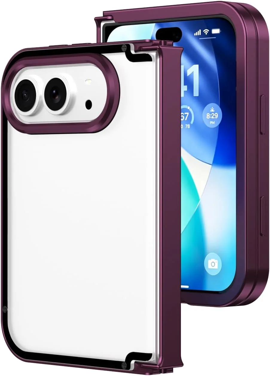 JIAONASHlJlA Aluminum Metal Case for iPhone Duo-Full Hinge Guard-Red