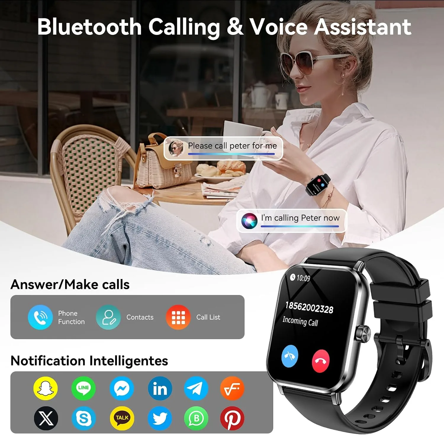 Smart Watch for Men Women, 1.83" HD Touch Screen with Bluetooth Call, IP68 Waterproof, 140+ Sport Modes, Fitness Tracker with Heart Rate & Sleep Monitor, Pedometer, Compatible with Android iPhone