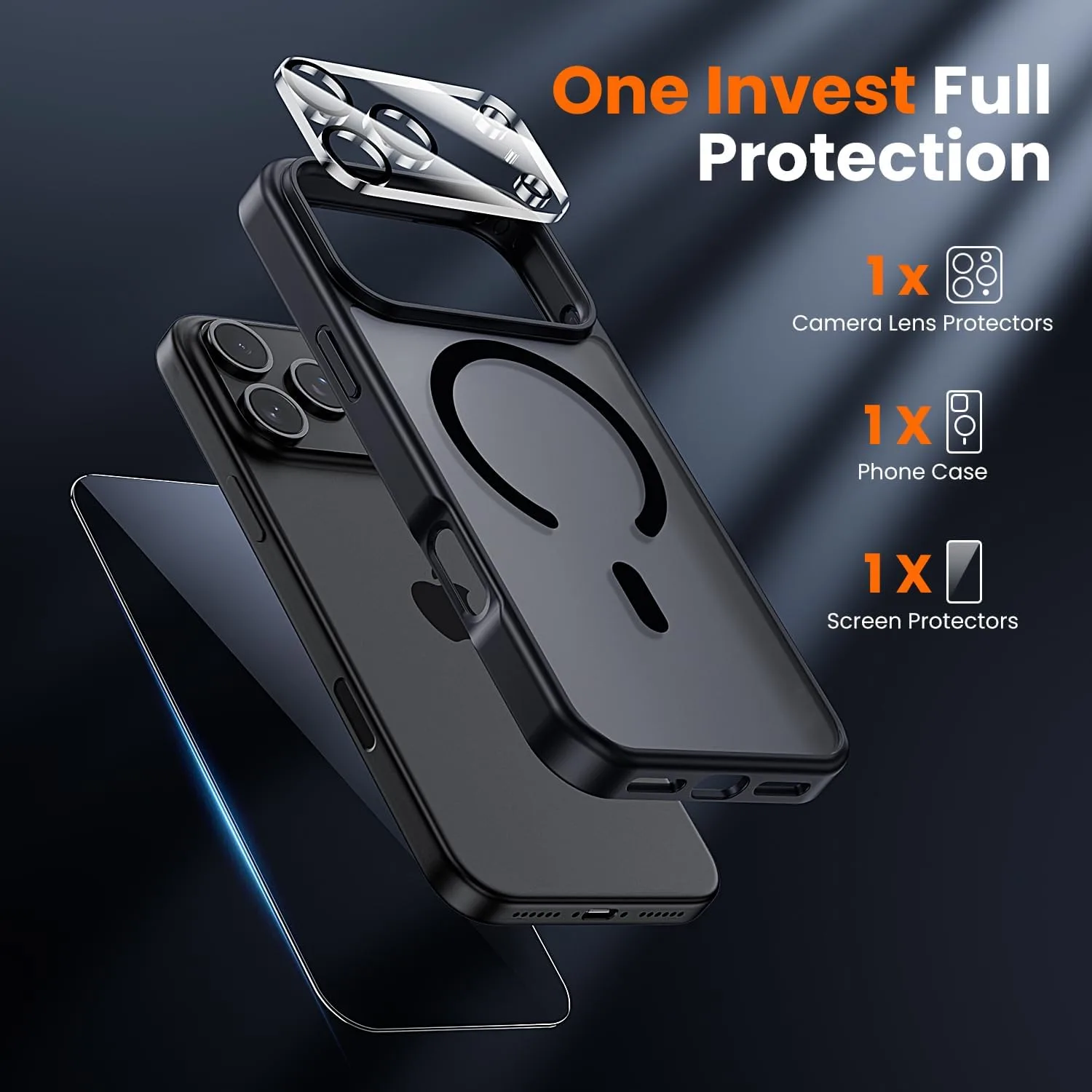 toushion 3 in 1 for iPhone 17 Pro Case Matte Black