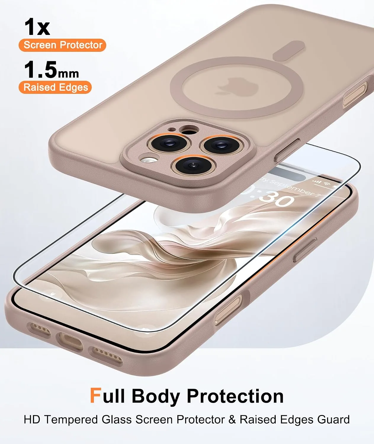 FNTCASE for iPhone 16 Pro Max Case Fit for MagSafe Desert Gold