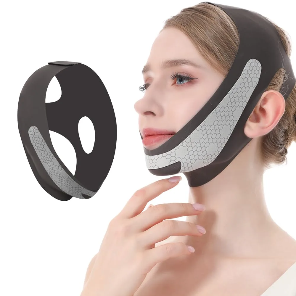 Cinta facial levantadora CGYISOL con grafeno para dormir V-Line negra