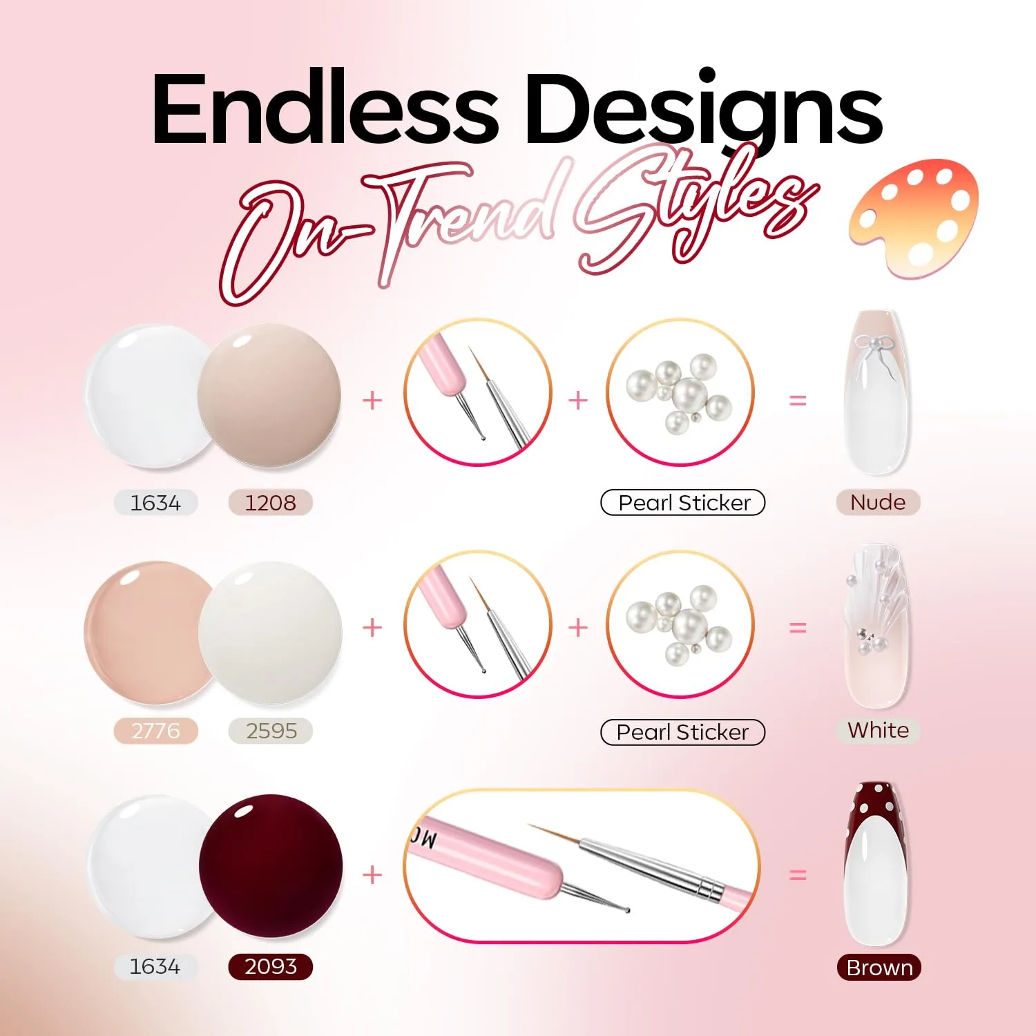 modelones Gel Nail Polish Set Jelly Nude 6Colors Pink White Milky White