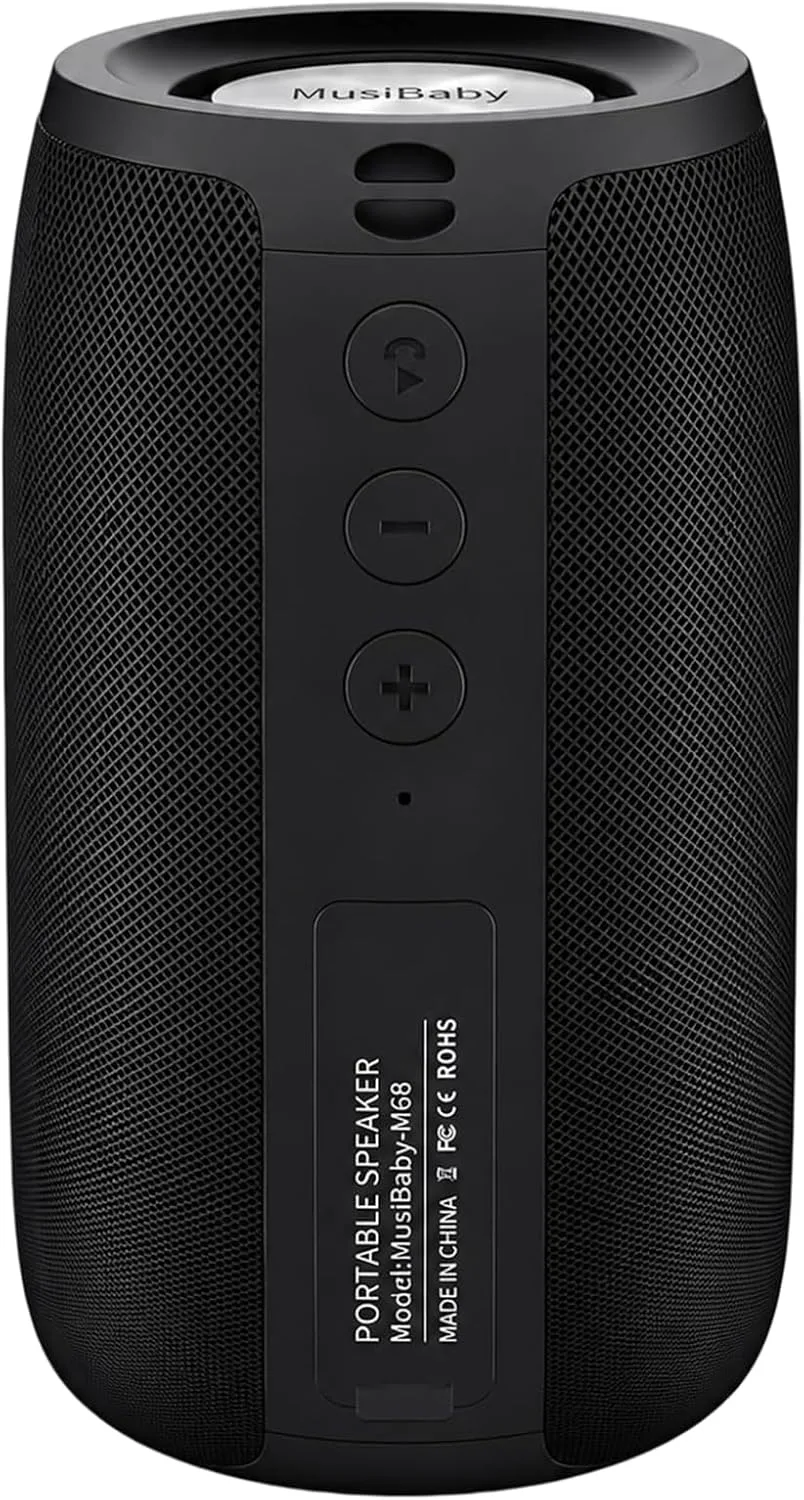 Musibaby M68 Bluetooth Speaker, Portable 12W Small Speaker, Black