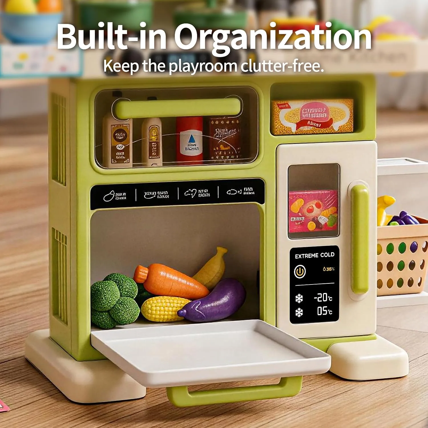33.8IN Kids Kitchen Playset with Sound & Light - Cooking Stove with Steam