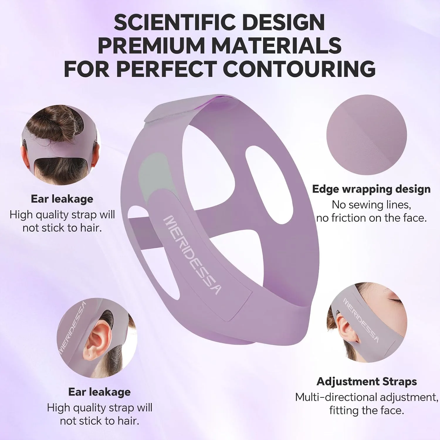 V-Lift Pro V-Line Lifting Face Mask - Anti-Wrinkle & Face Contouring Wearable Band, Double Chin Reducer for Sculpted Jawline, Seamless Design with Breathable Fabric (Purple)