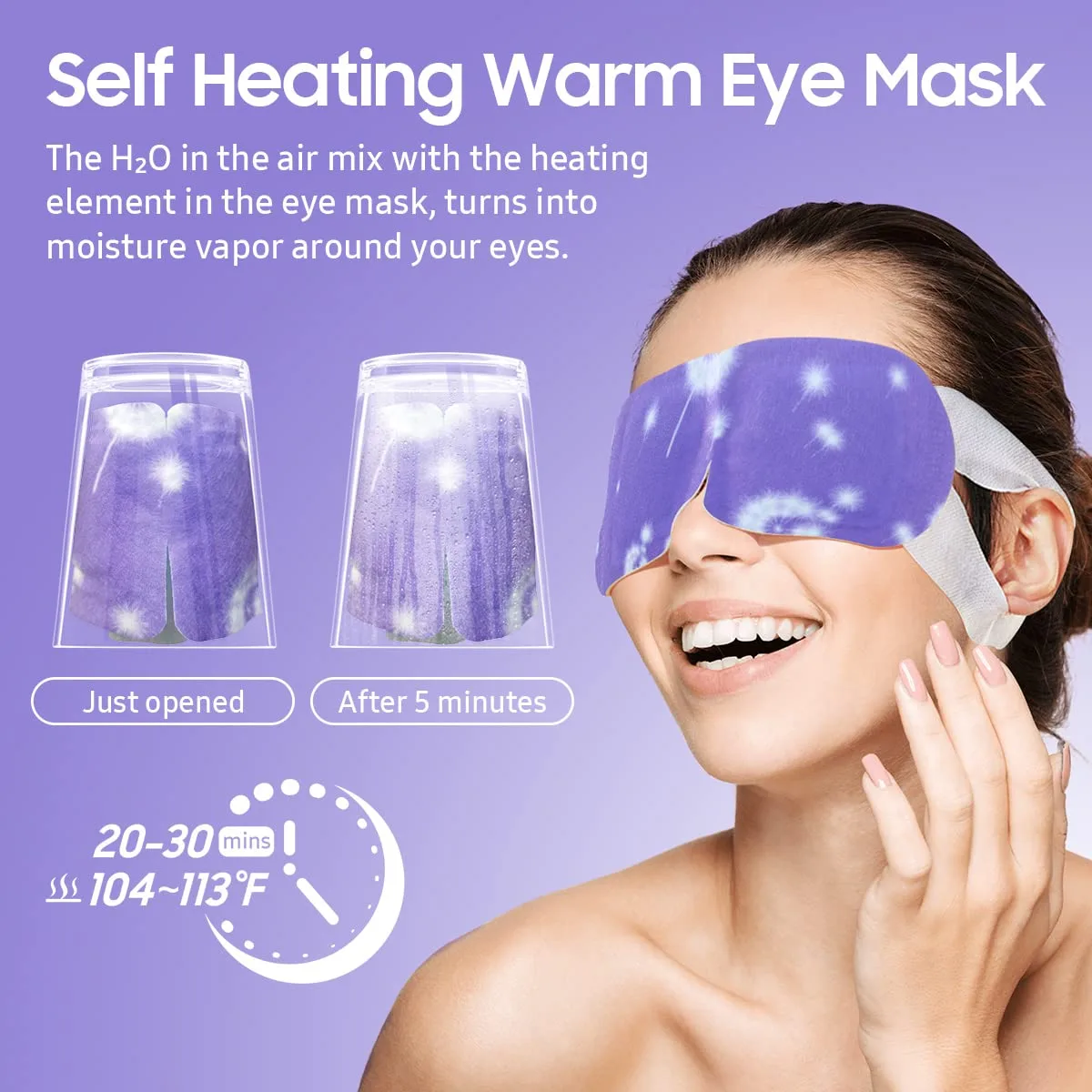 BeHoomi 30Packs Steam Eye Mask, Heated Eye Mask for Dry Eyes, Lavender