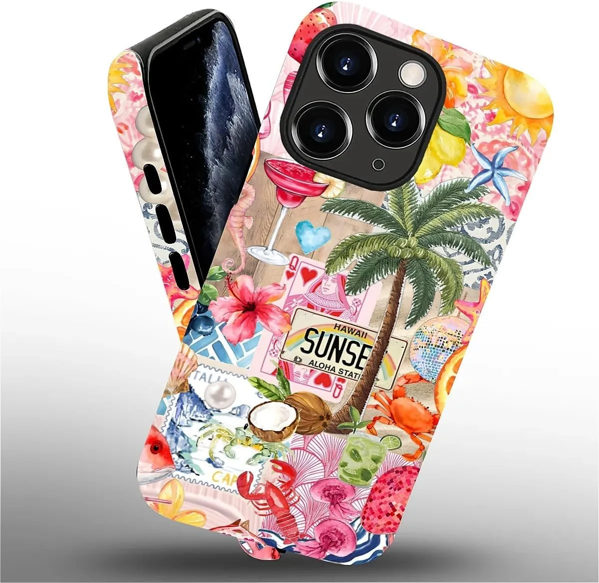 DAIZAG Case for iPhone 11 Pro Max,Mixed 2 Layer Design Shockproof Soft TPU Ddouble Protection Phone Case for iPhone 11 Pro Max-Aesthetic Summer Beach