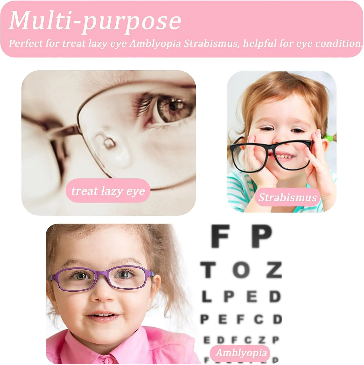 4 Pack Eye Patches for Kids, Medical Eye Patch Soft Eye Patch for Glasses Treating Lazy Eye Amblyopia Strabismus for Children, Pink