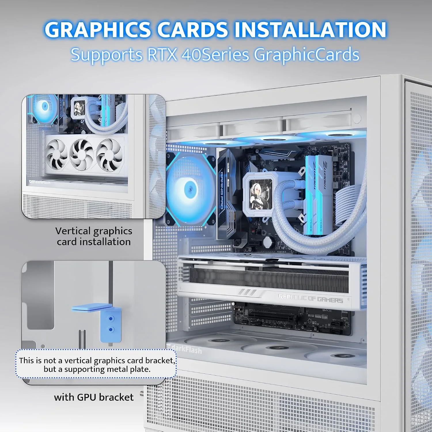 darkFlash AIR NOVA Full Tower E-ATX PC Case, Six-Sided Ventilated Gaming Case, Up to 420mm Radiator, Vertical GPU Mount, Back Connect, Type C, High Airflow, 7 x PWM ARGB Fans Included (Black)