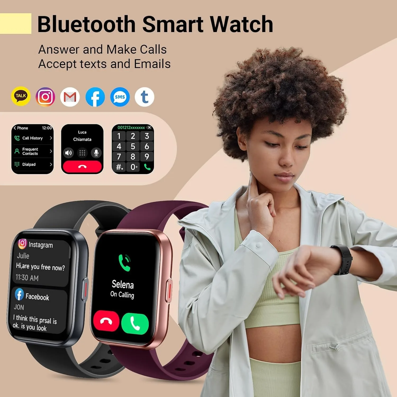 Smart Watches for Women, Smart Watch for Android Phones & iPhone, Fitness Watches for Women with Alexa, Call & Notification Alerts, Tracks Heart Rate/Sleep Smartwatches (Dark Purlple, 1.8 inches)