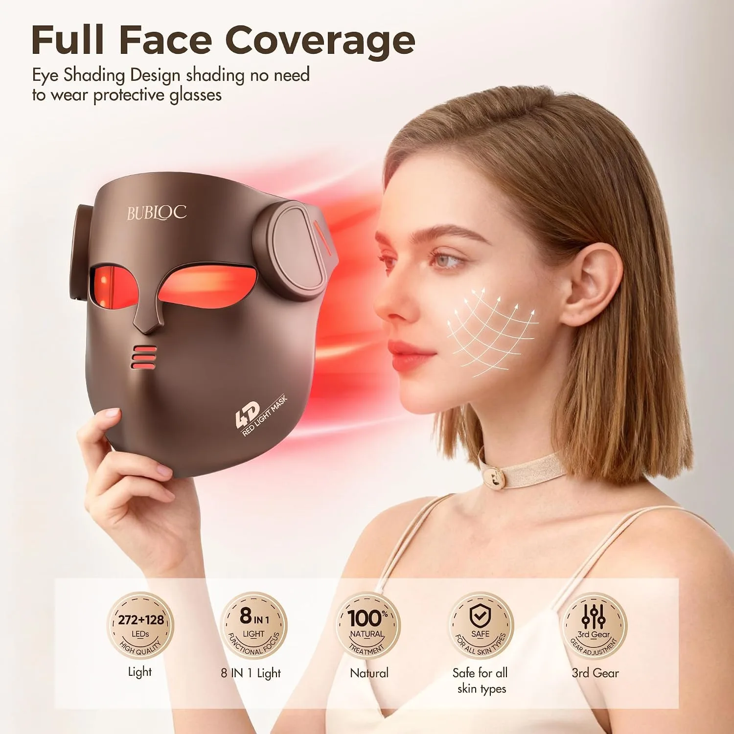Red Light Therapy Mask for Face & Neck,Wireless Red Light Mask with NIR
