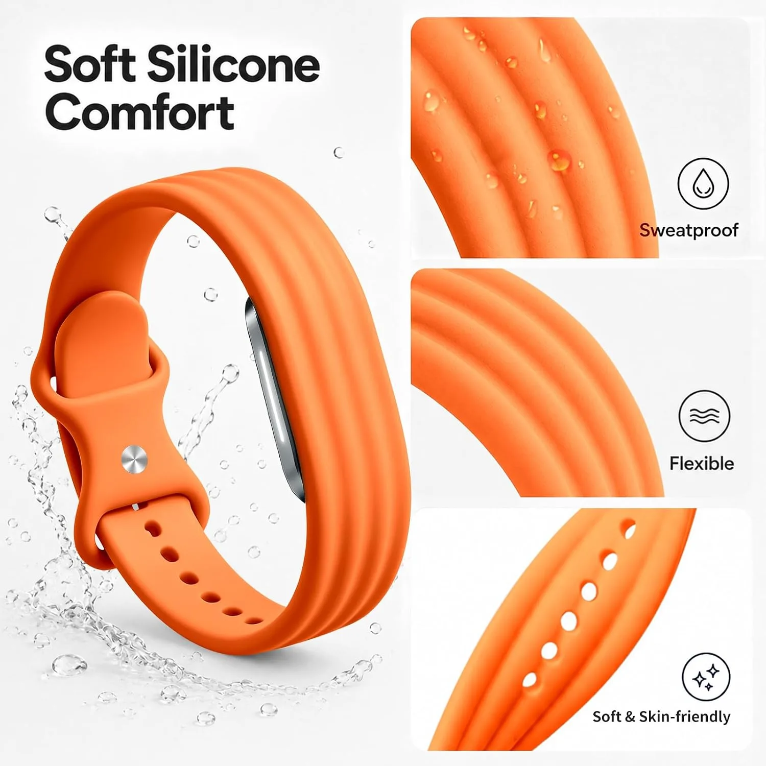 3 Pack Silicone Sport Band Compatible with Hume Band 2.0 Fitness Tracker,Soft Silicone Replacement Adjustable Sweatproof Wristband for Hume 2.0 Band, Running, Workout & Daily Wear for Women Men