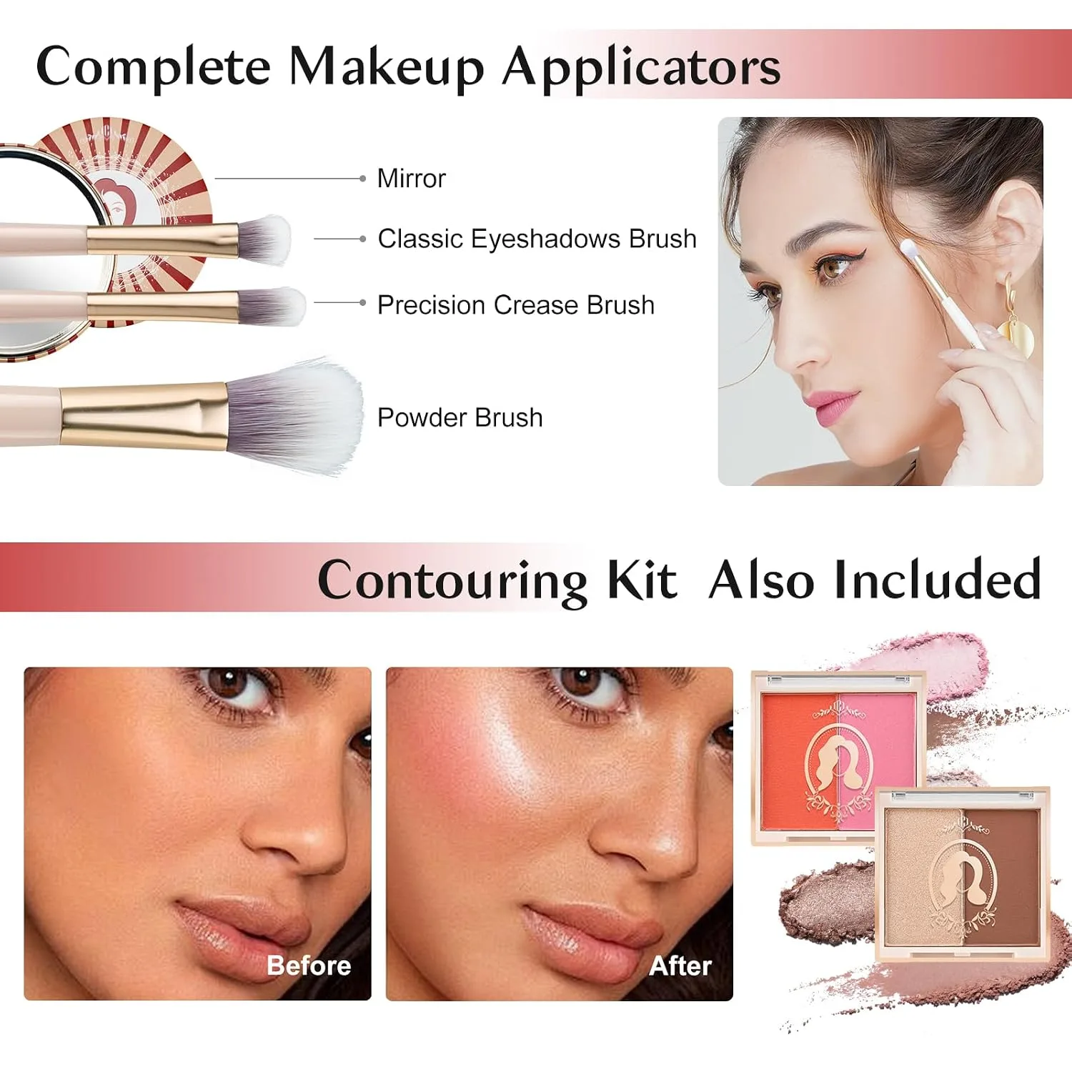 Color Nymph Makeup Kit for Teen Girls, Cosmetics Gift Set for Beginner Red