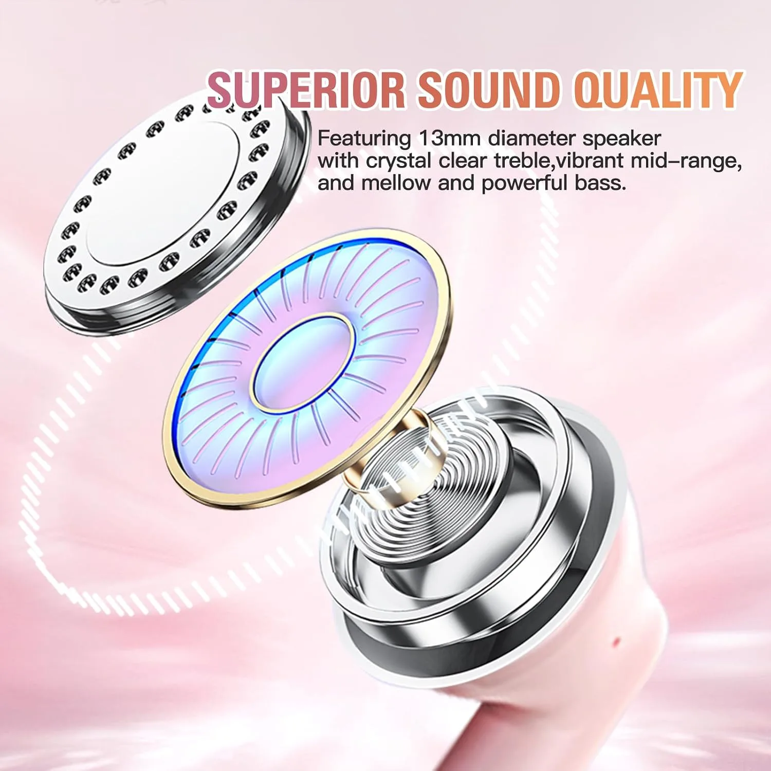 Xmenha True Wireless Earbuds Bluetooth 5.3 with Microphone for Working Out Noise Canceling Blue Tooth Ear Buds Deep Bass TWS Wireless Earphones with Charging Case in Ear Headphone for iPhone Android