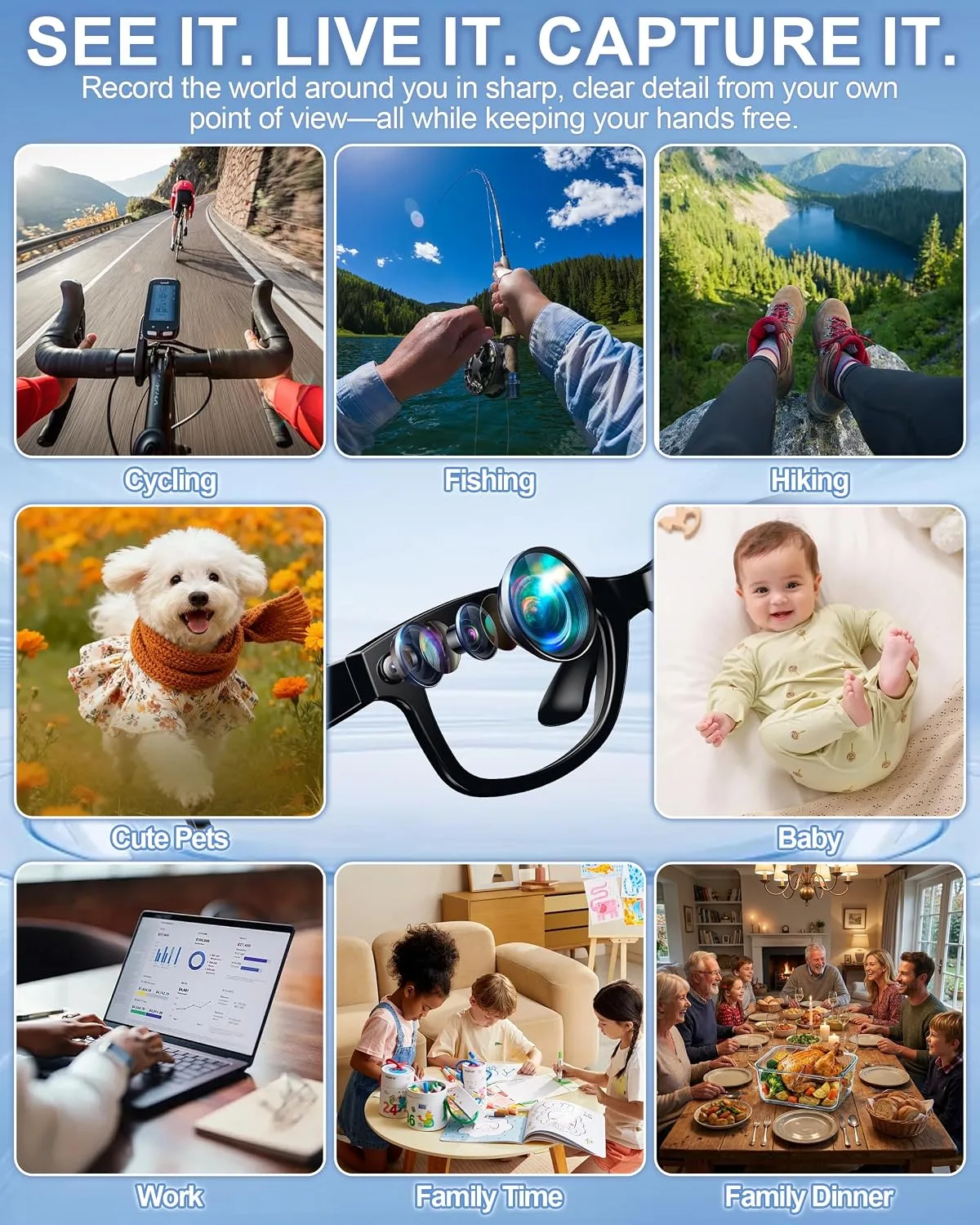 AI Smart Glasses with Camera, 4K Video Recording & Photo Capture Sunglasses