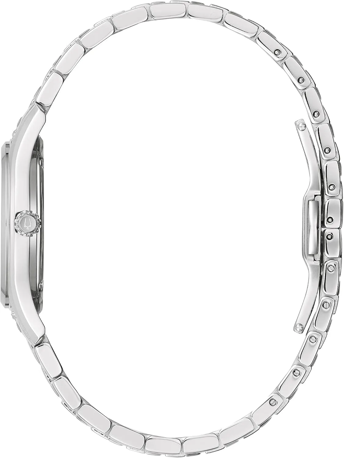 Bulova Ladies' Classic Diamond 3-Hand Quartz Stainless Steel Watch, 16 Diamonds, Mother-of-Pearl Dial, Curved Mineral Crystal