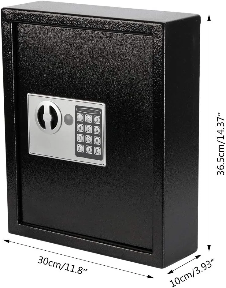 KYODOLED Digital Key Box, Wall Mount 40 Key Cabinet with Key Tags, Black