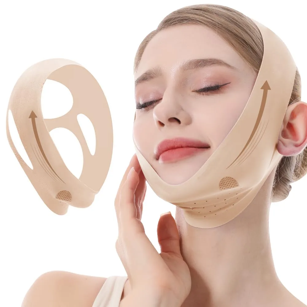 Mascarilla de levantamiento V-Line Patgogo para dormir, talla mediana, beige