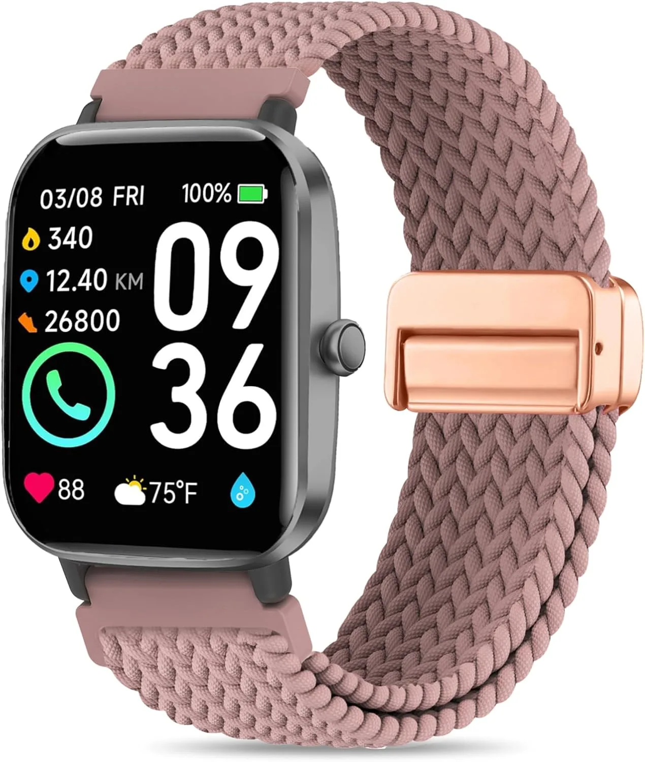 Braided ID208 Plus Elastic Bands Compatible with Fitpolo/Quican/Aeac/Tensky ID208 Plus Smartwatch Bands, 22mm Loop Soft Nylon Straps for Women Men