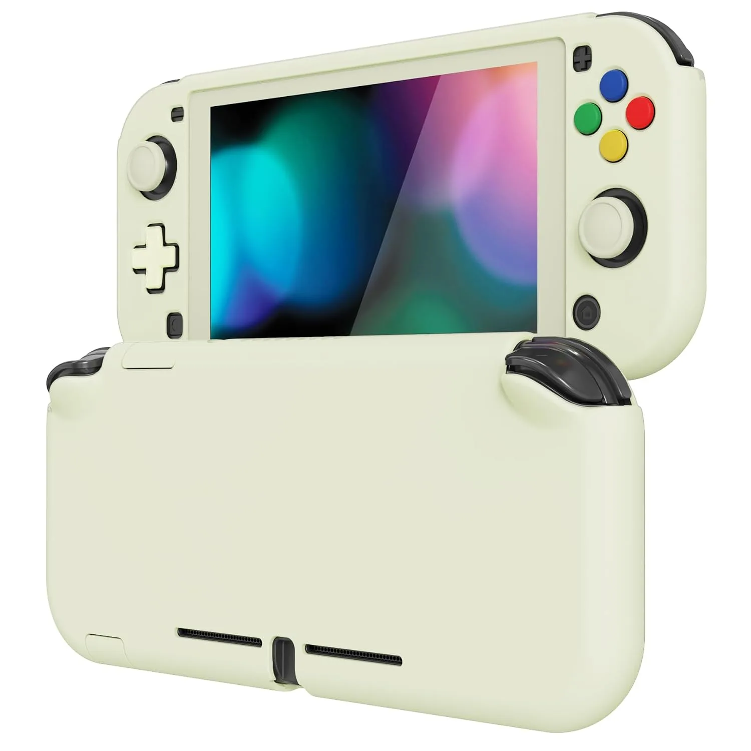 eXtremeRate PlayVital Protective Grip Case for Nintendo Switch Lite, Hard Cover Protector for Nintendo Switch Lite - Screen Protector & Thumb Grips & Buttons Caps Stickers Included - Antique Yellow