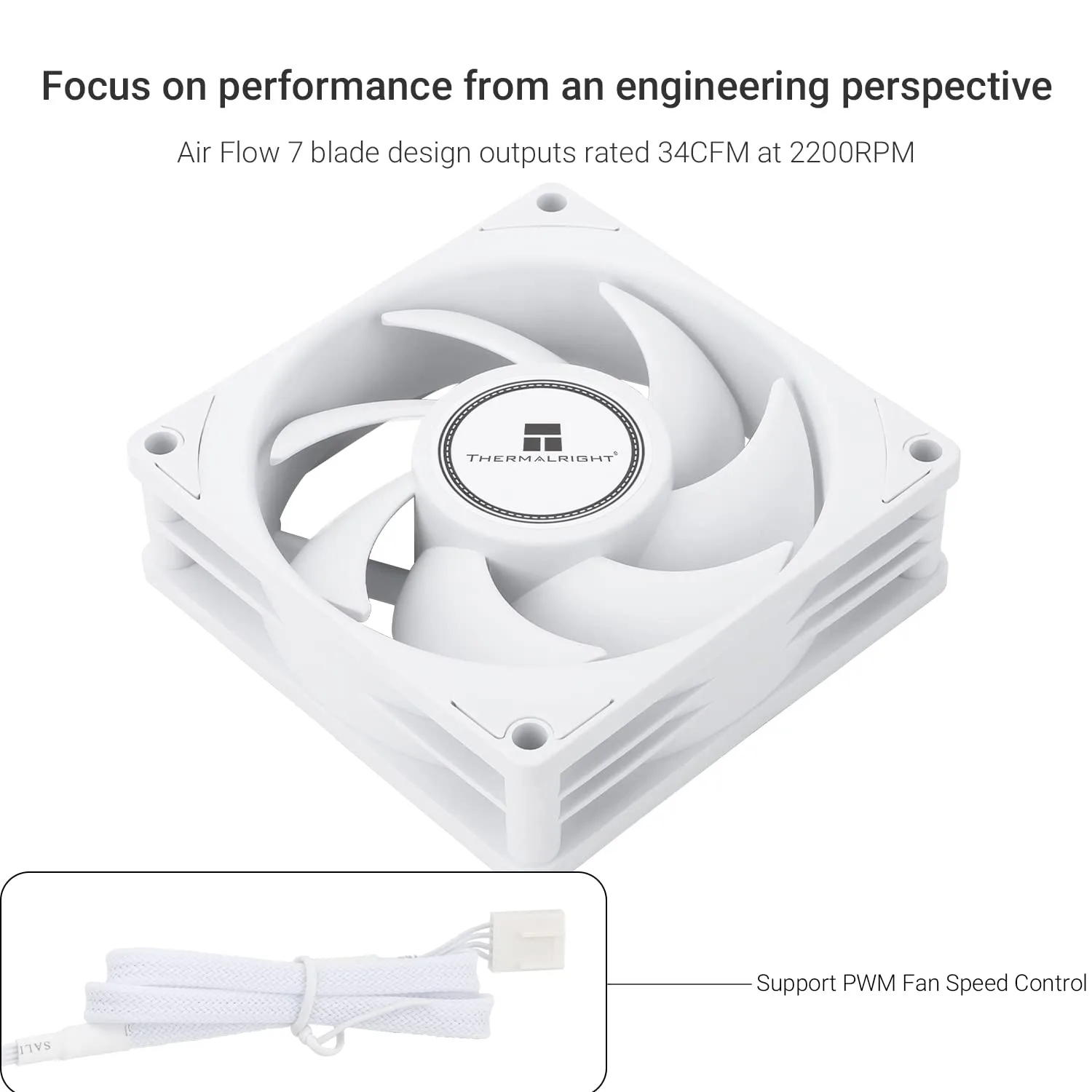 Thermalright TL-B8W CPU Fan, Computer Case Cooling Quiet 4pin PWM Fan, 80mm Silent PC Cooling, wtih 2200RPM Speed, Low Noise 24dba, Desktop CPU Cooler(80mm,White)
