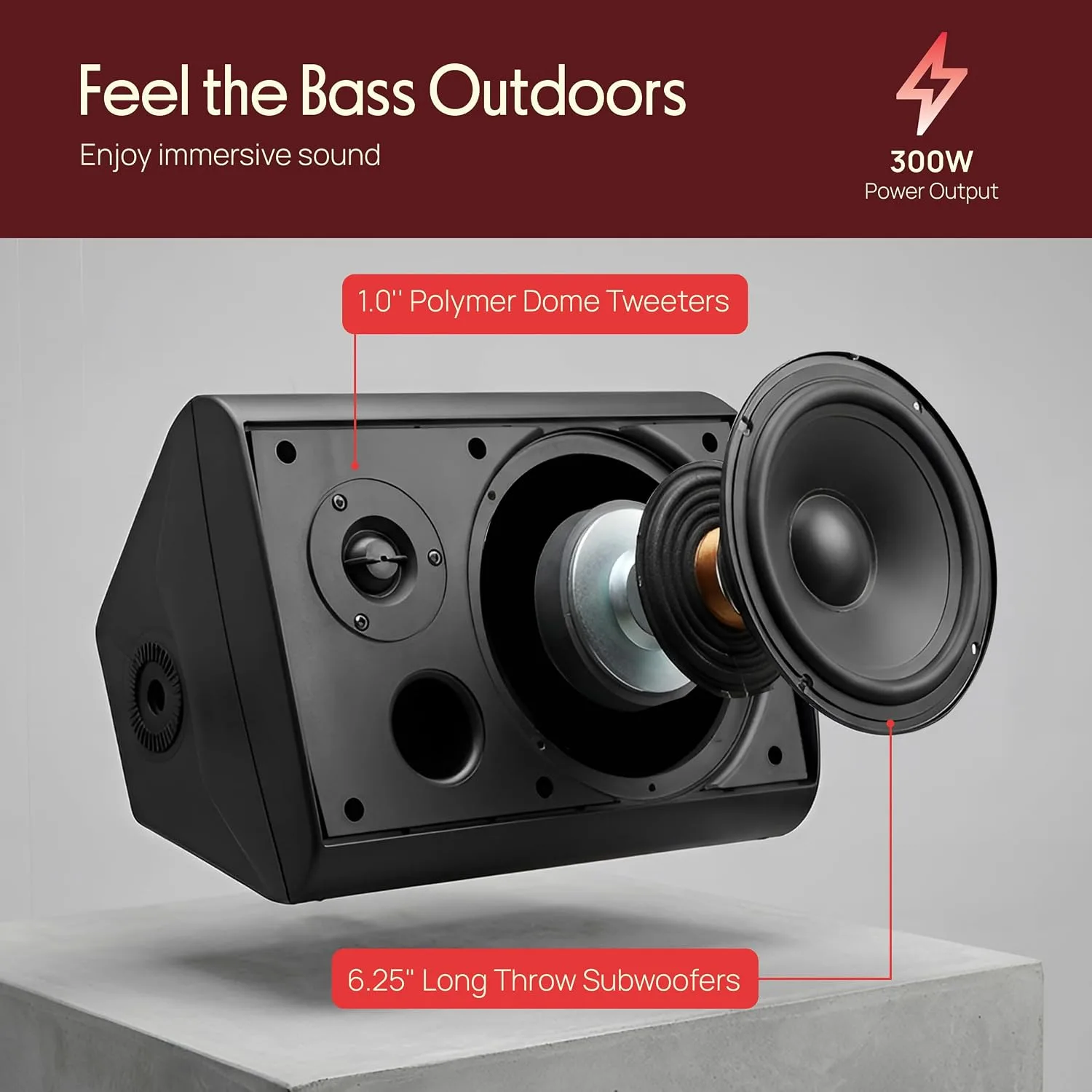 Pyle 6.5-Inch Wall Mount Waterproof Bluetooth Speaker System – Indoor/Outdoor Audio Pair with Built-in Digital Amplifier, Weather-Resistant Housing, High-Power Sound, Easy Installation (Black)