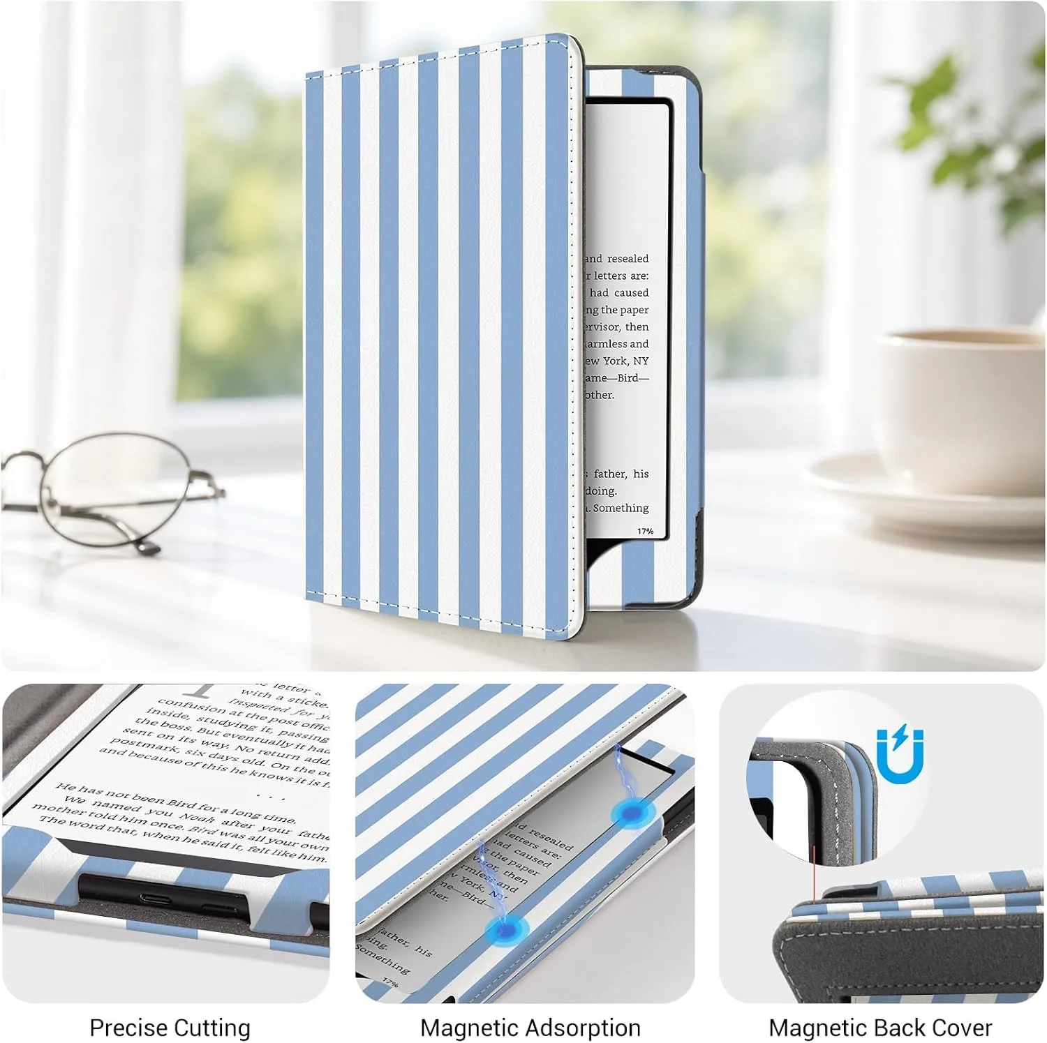 CoBak 6 Inch Case with Stand, not for iPad(A0J28), Blue Stripe