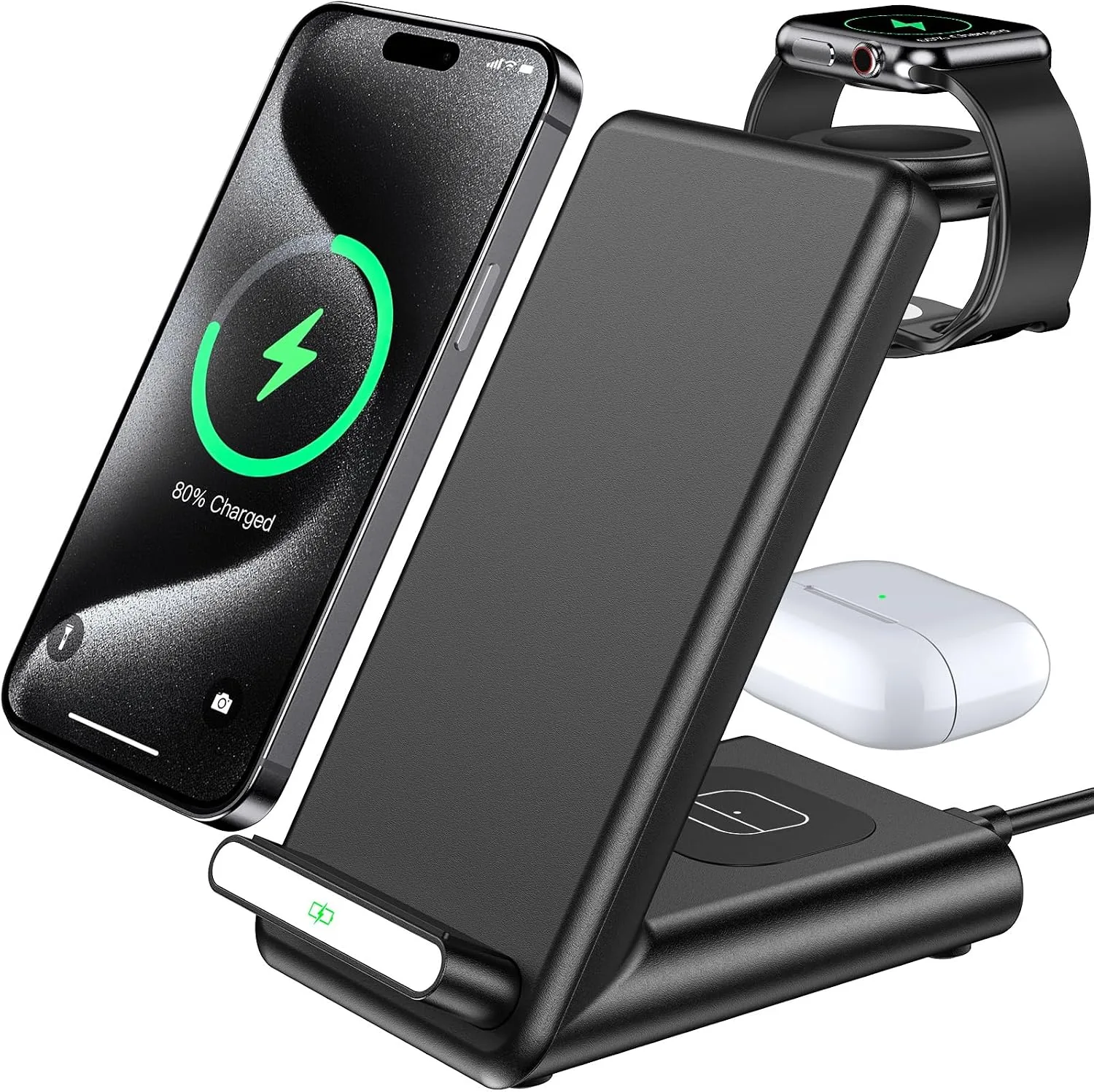 Estación de carga inalámbrica Qkxc 3 en 1 para dispositivos Apple