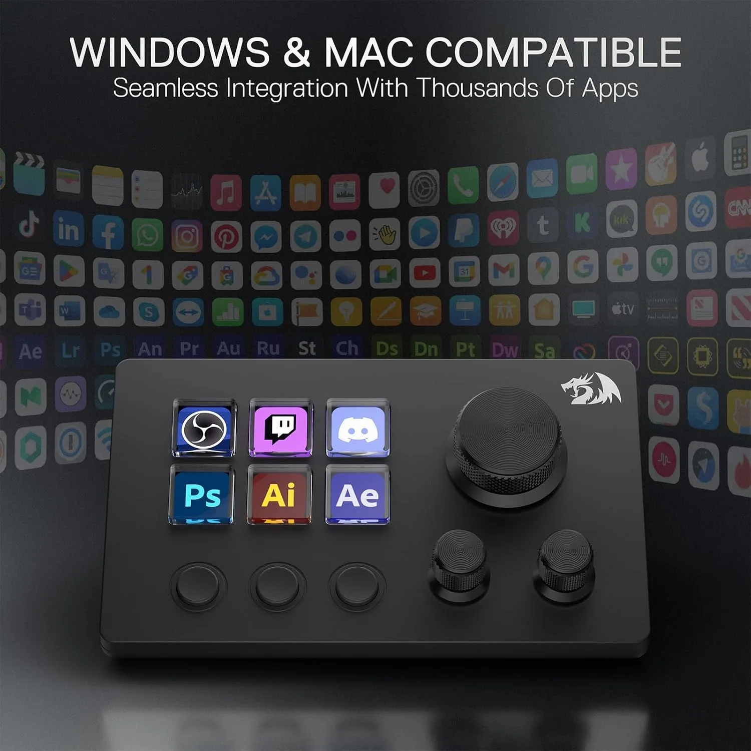 Redragon SS551 Stream Controller - All-in-One Macro Pad, LCD Keys & Dials, Stream Station for Content Creators, Streaming, Gaming - PC & Mac Compatible