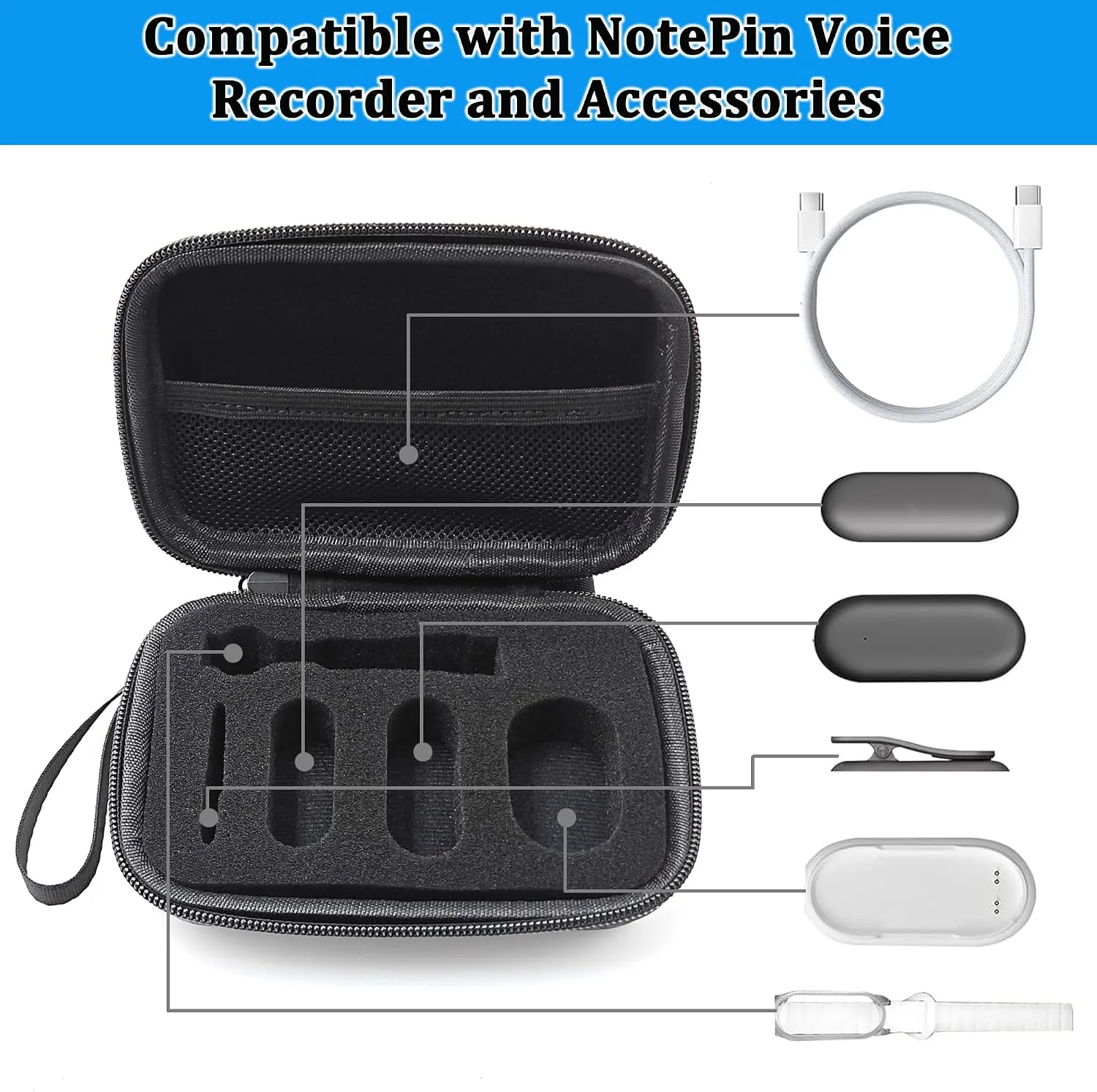 Protective Case for PLAUD NotePin Voice Recorder (Black)