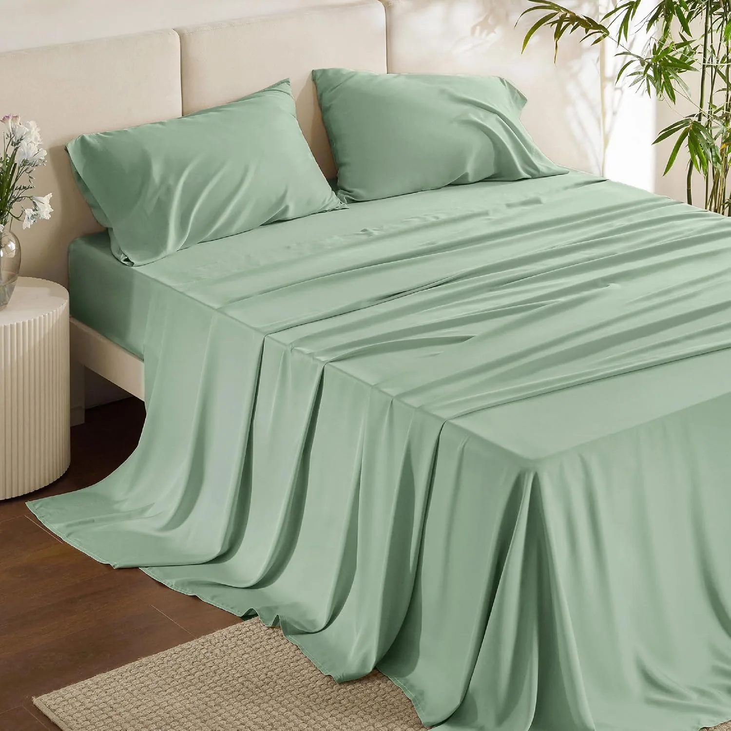 Bedsure PureWoven 100% Rayon Derived from Bamboo, Full Size Sheets, 4 PCS
