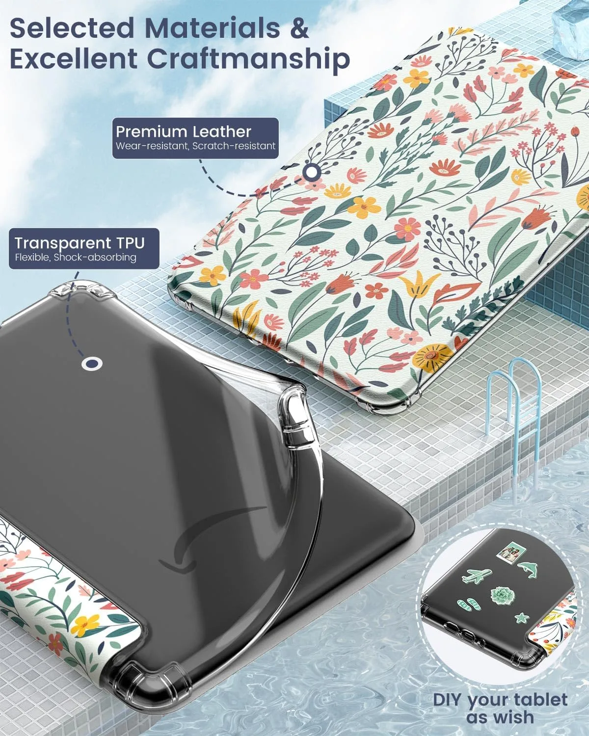 MoKo Case for Kindle Paperwhite 12th Gen & Colorsoft 2024, Flowers
