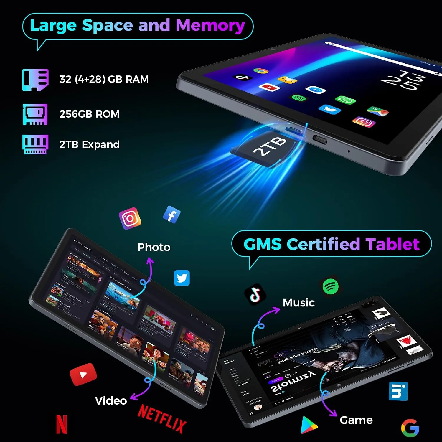 Android 16 Tablet 10 inch - Tablet with 32GB+256GB+2TB Expand, Gemini AI