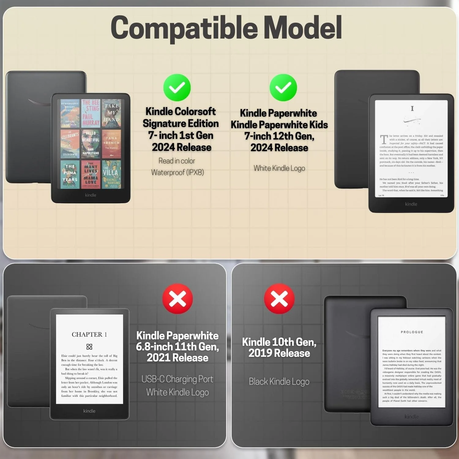 TNP Kindle Paperwhite 12th Gen Case, Colorsoft 7-Inch Cover, Great Wave