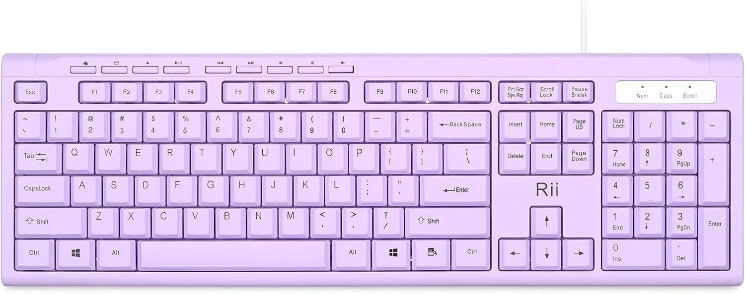 Rii RK907 Ultra-Slim Compact USB Wired Keyboard for MAC and PC-Purple