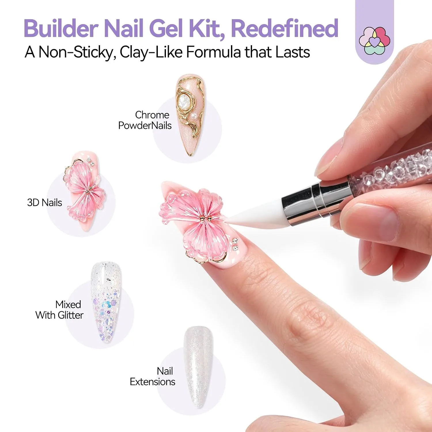 SAVILAND Non-Sticky Solid Builder Nail Gel, Satin Milk White 3D Gel, 2.02oz