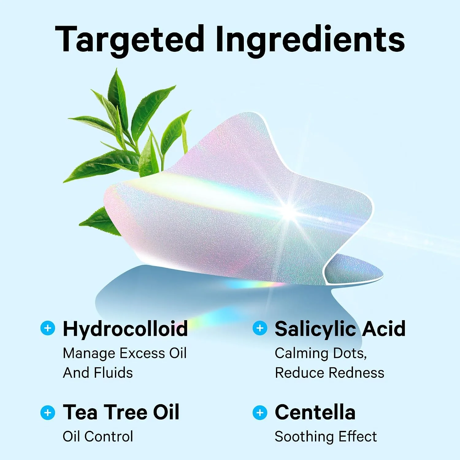 Sosky Holographic Star Pimple Patches, Hydrocolloid Acne Patches, 144 Count Blue Star Heart Moon Cloud Butterfly Flower