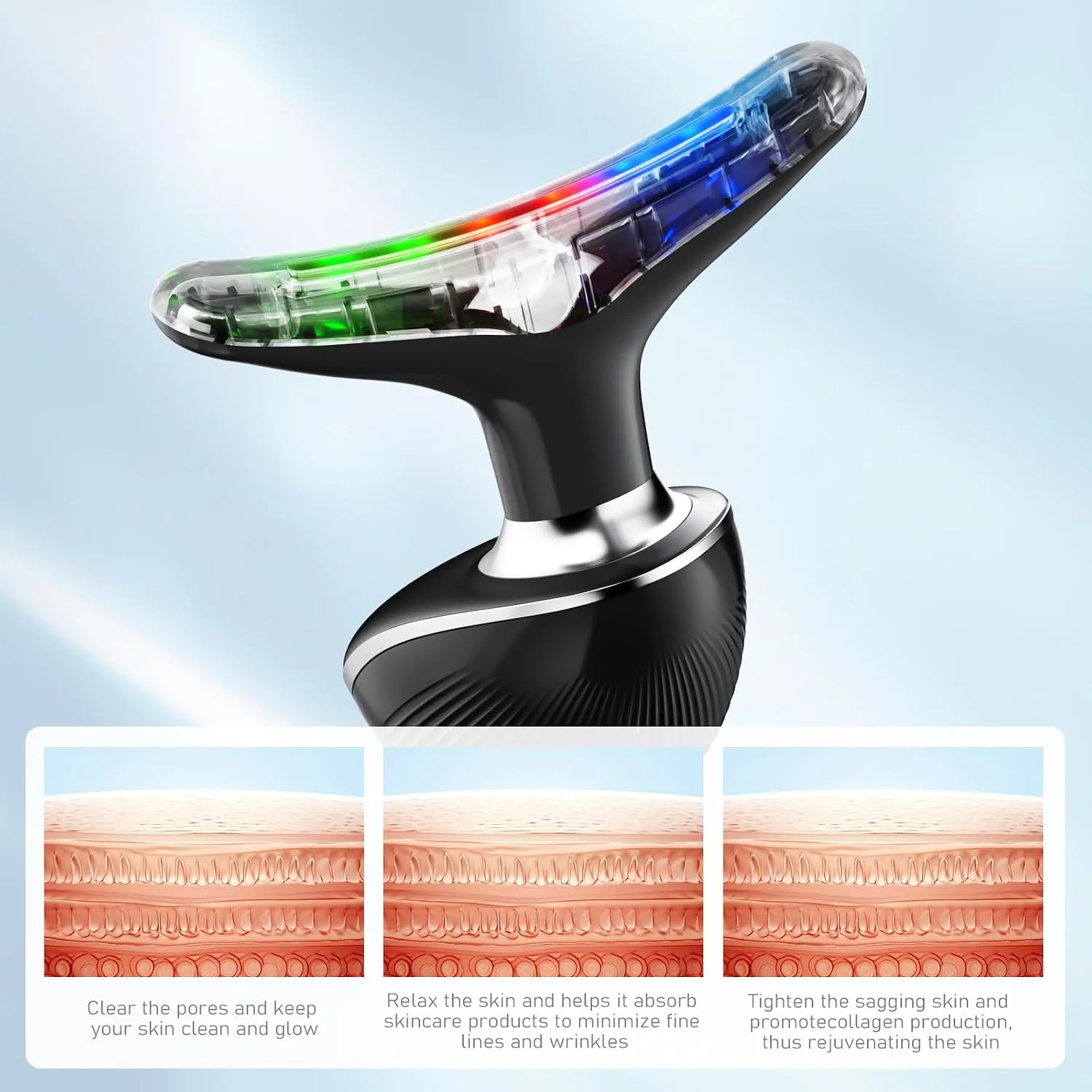Face Neck Tool for Skin Care, Electric Neck Face Lifting Device for Wrinkle Removal (Black)