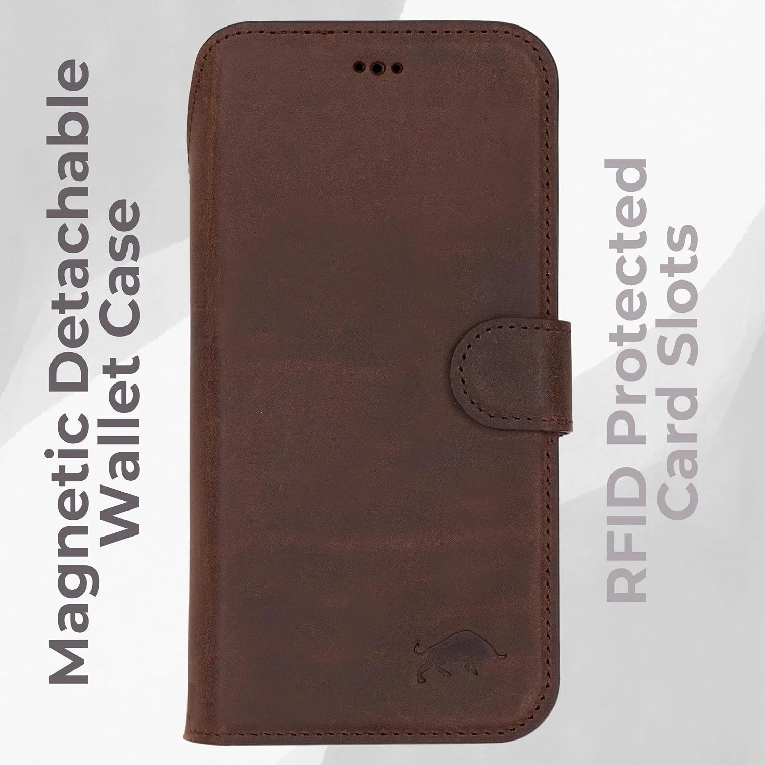VENOULT Wallet Case for iPhone, Full Grain Genuine Turkish Leather, Magnetic Detachable, RFID 4 Card Slots, Business Style, Compatible with MagSafe (Vintage, iPhone 16 Pro MAX)
