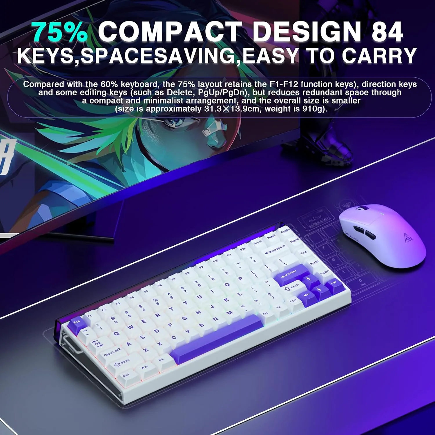 Aula Hero 84 Hall Effect Magnetic Switch Wired Mechanical Gaming Keyboard