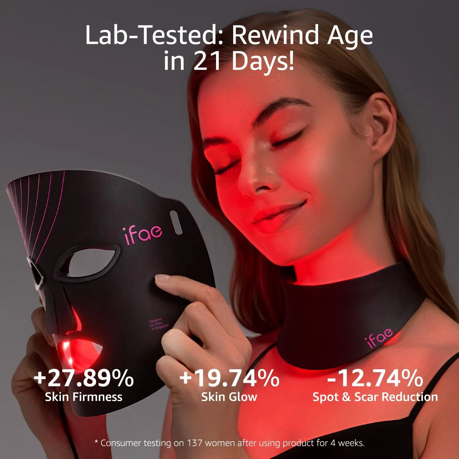 IFAE Red Light Therapy Mask for Face and Neck with 396 LEDs