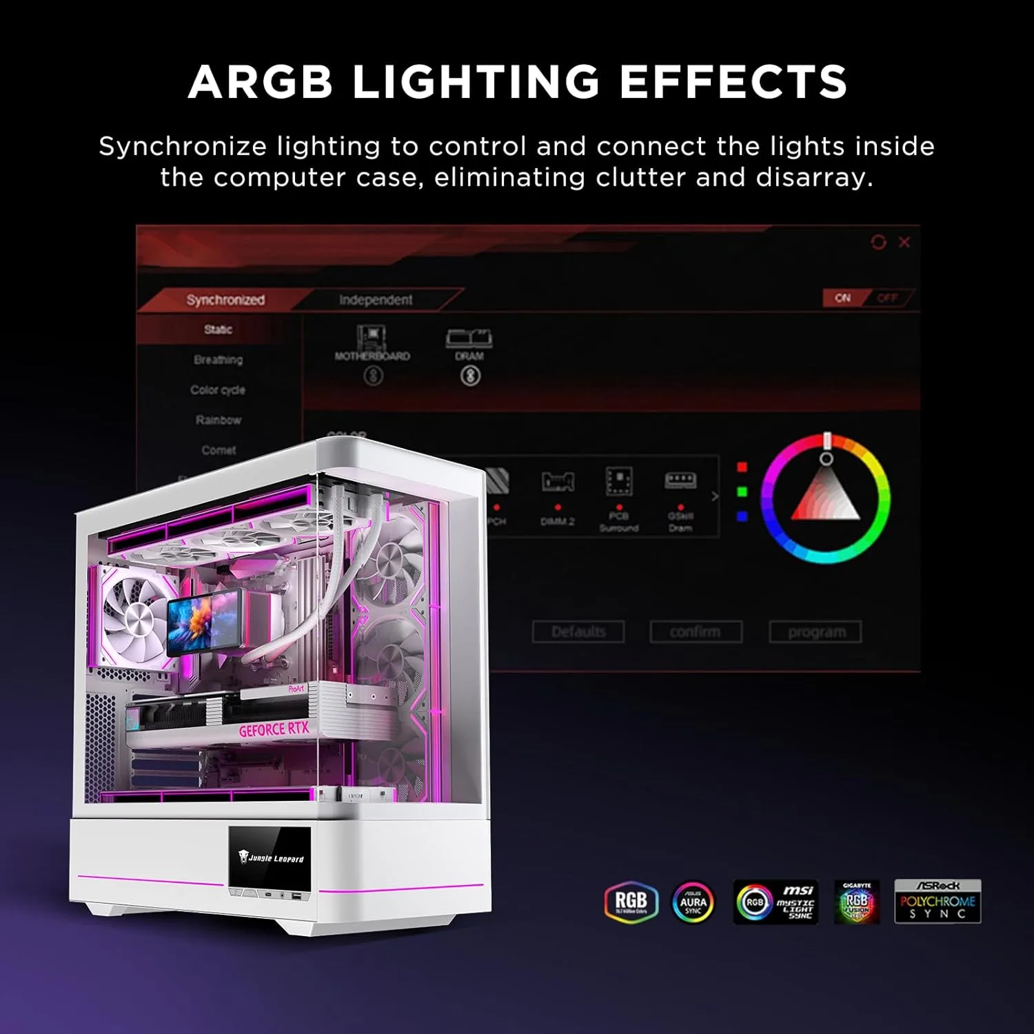 Interstellar V2 RS 120mm PC Reverse Blade Case Fan Infinity Mirror Module Daisy-Chain ARGB Fan Triple Pack Suitable Computer Cooling Fans 360mm AIO Cooler(White-3Pack)
